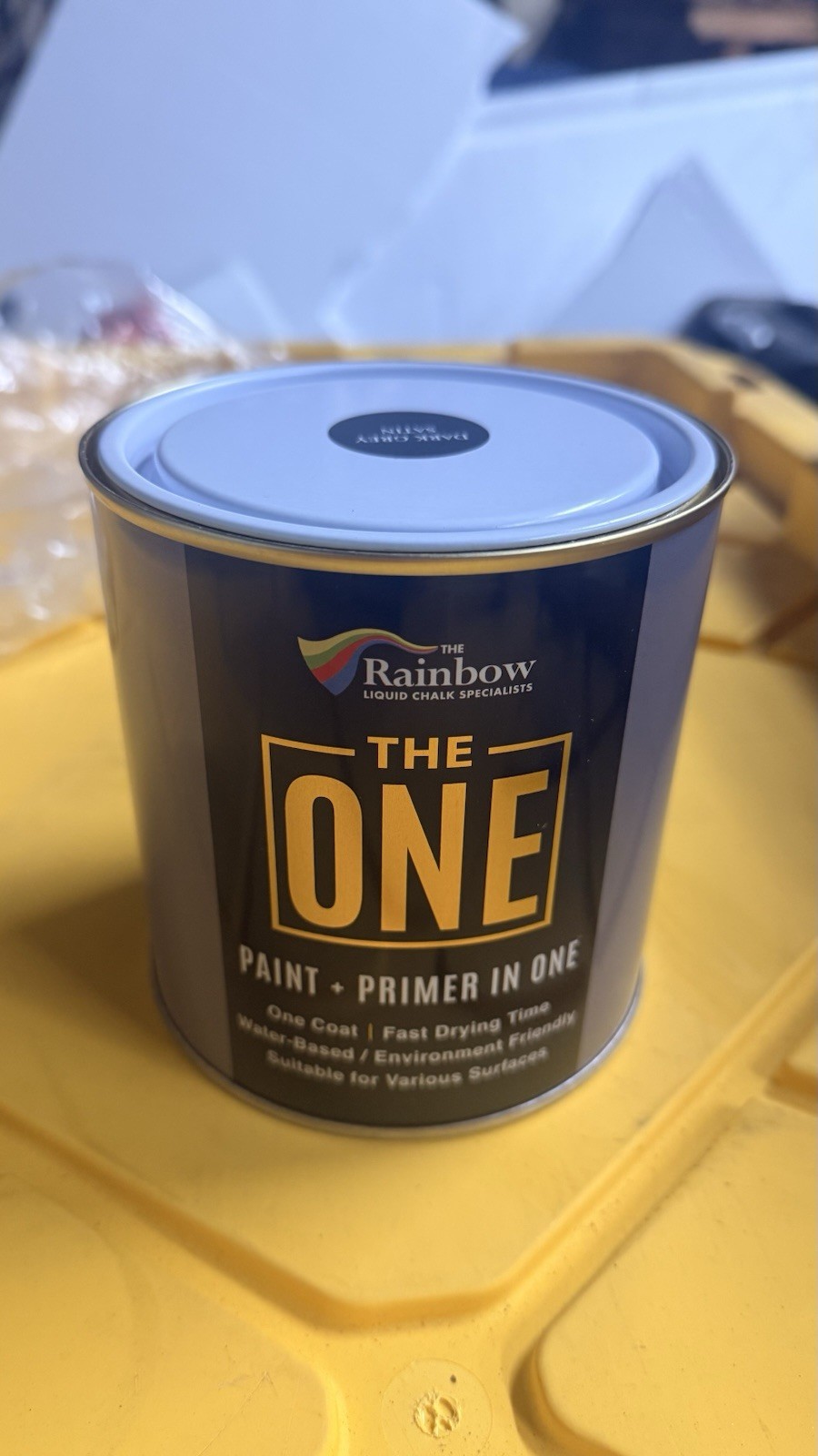 All-In-One Paint & Primer – Dark Grey Satin, 8.5 Fl Oz/250ml | 1 Coat Formula |