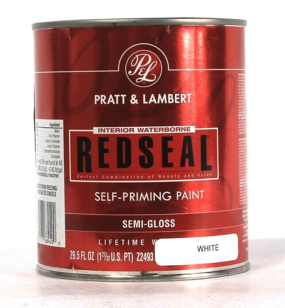 1 Pratt & Lambert 29.5 Oz Red Seal White Semi Gloss Interior Self Priming Paint