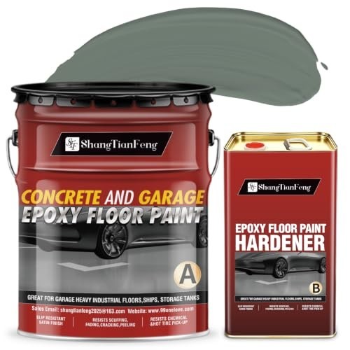 Epoxy Floor Paint Kit High-Gloss Silver Gray 4 Gallon Covers 800 Sq Ft