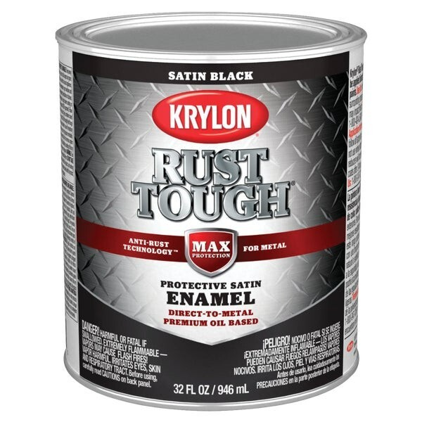 (4-qts)-Krylon Rust Tough Oil-Based Satin Rust Control Enamel, Black, K0970700