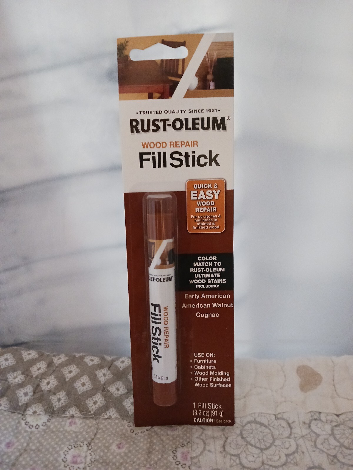 Rust-Oleum Wood Repair Fill Stick Color Match Early American/Walnut/Cognac *READ