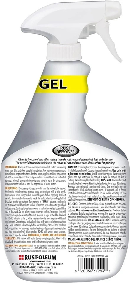 Rust-Oleum Rust Dissolver Gel Spray-300112, 32 oz rust remover