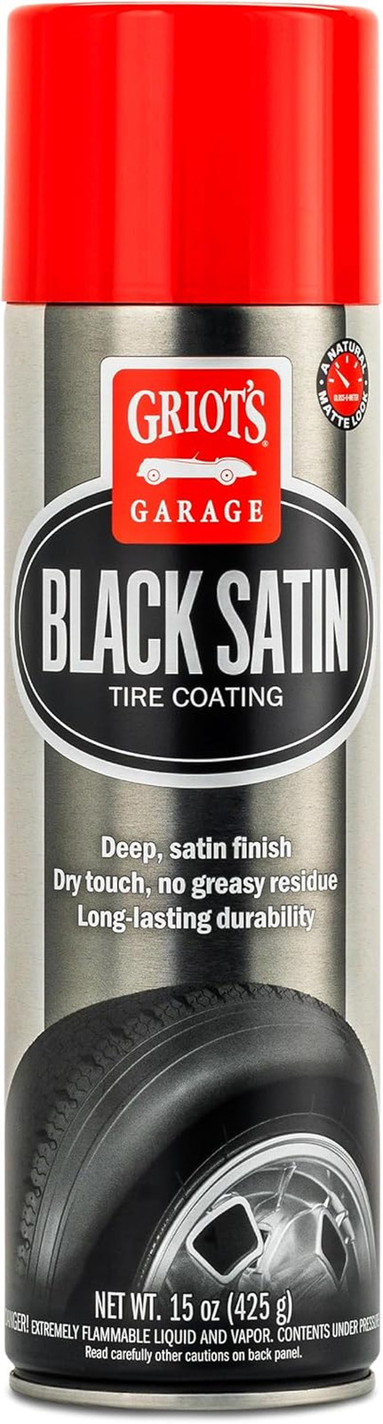 Black Satin Tire Coating, Provides a Low-Gloss, Satin Finish, Non-Greasy, Lon…