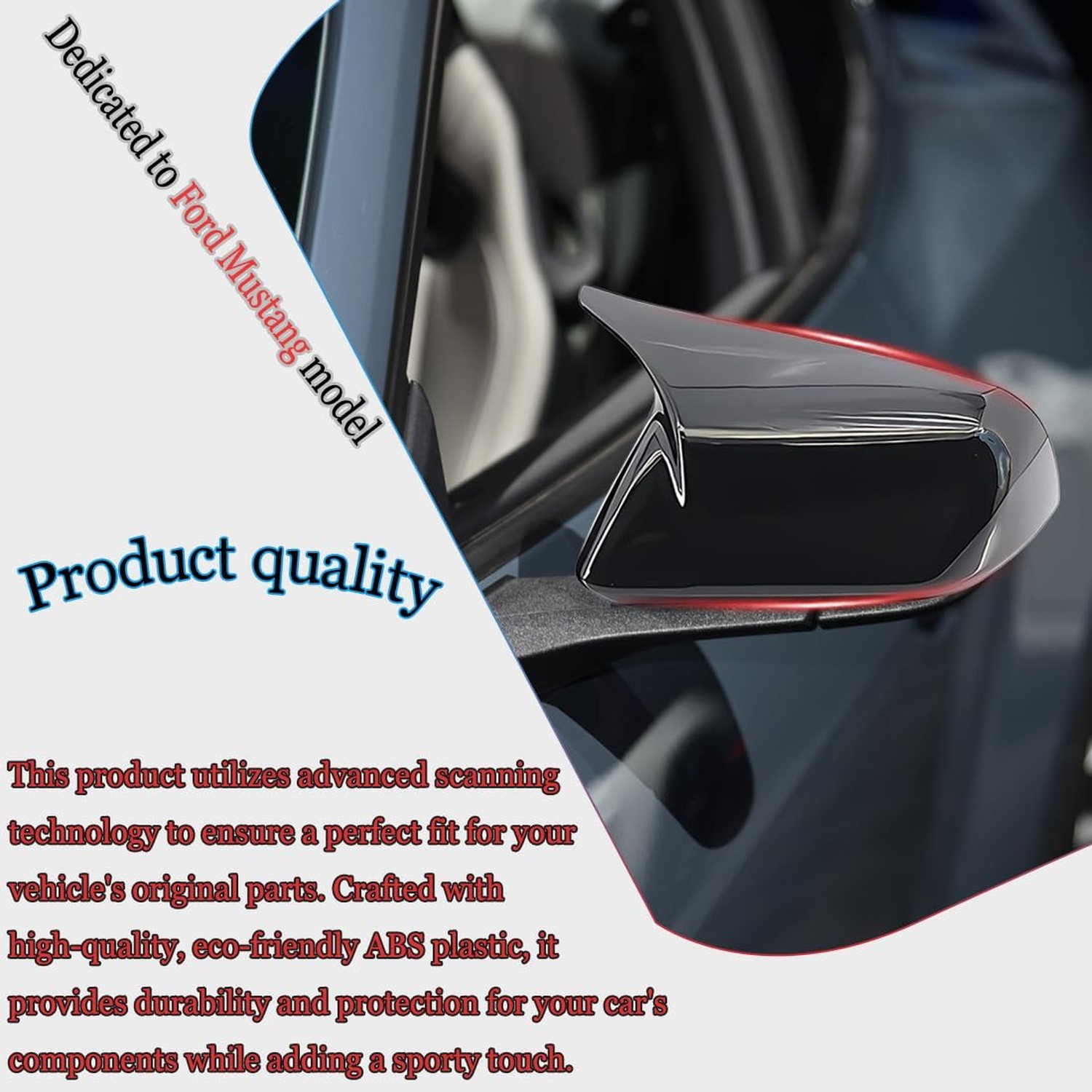 Side Rear View Mirror Cover for 2015-2025 Ford Mustang GT/GT Premium/Ecoboost…