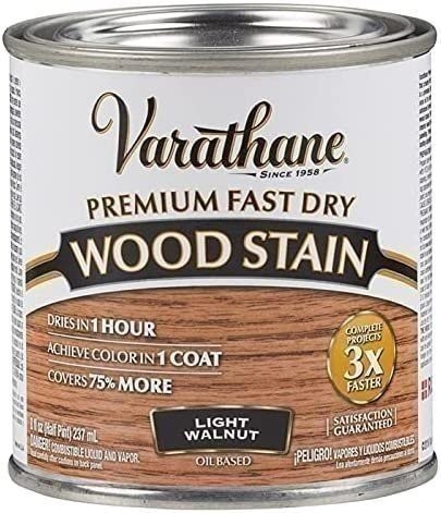 Varathane 262034 Premium Fast Dry Wood Stain, Half Pint, Light Walnut