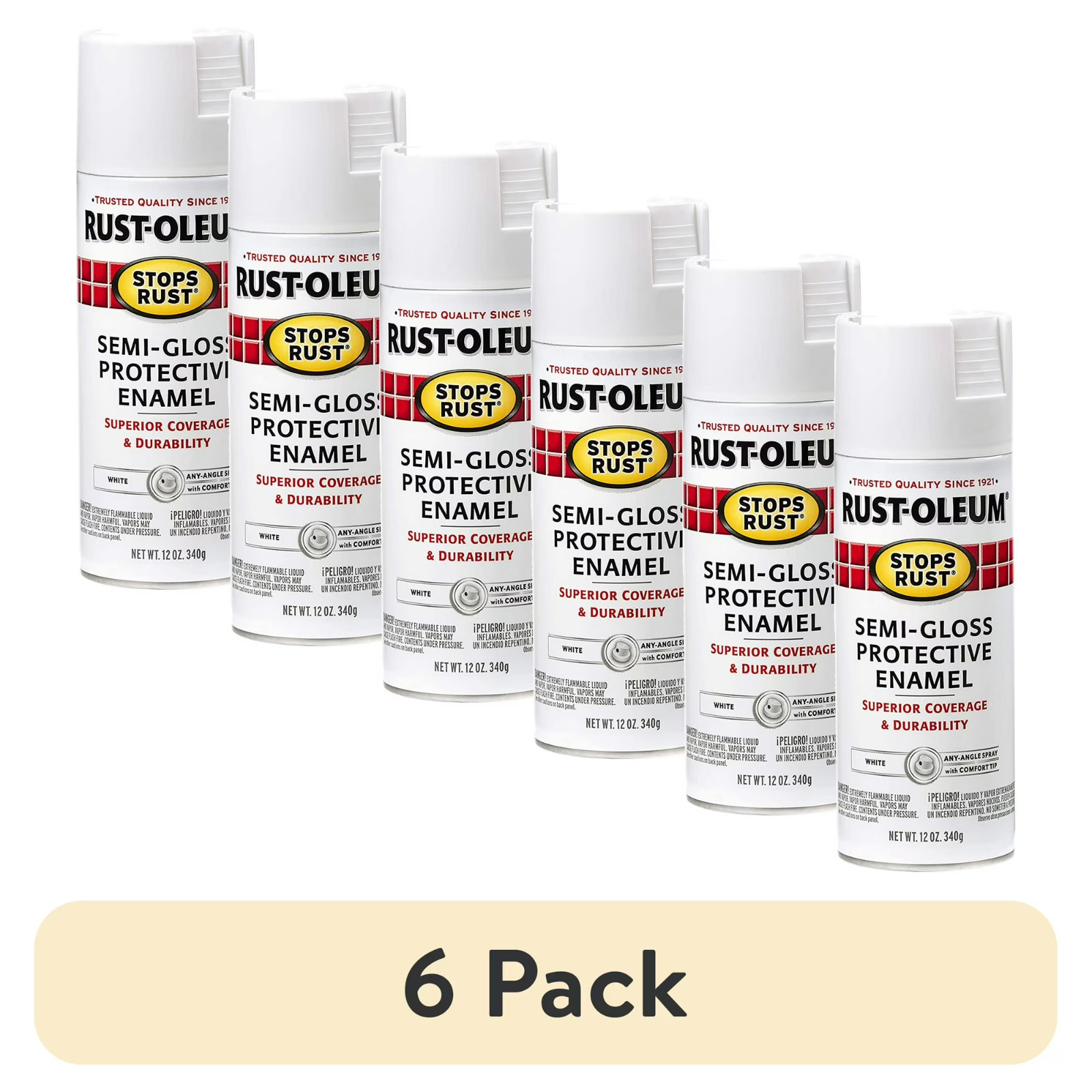 Rust-Oleum Stops Rust Protective Enamel White Spray Paint 12 Oz 6 Pack