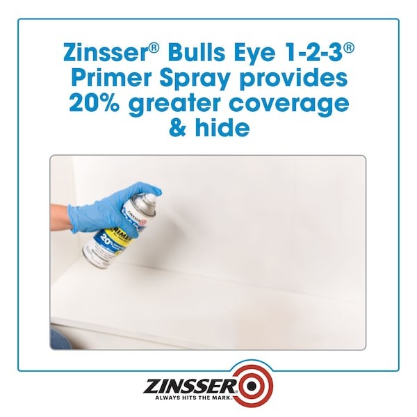 Zinsser 02008 General Purpose Spray Primer, White, Flat, Solvent, 13 Oz.