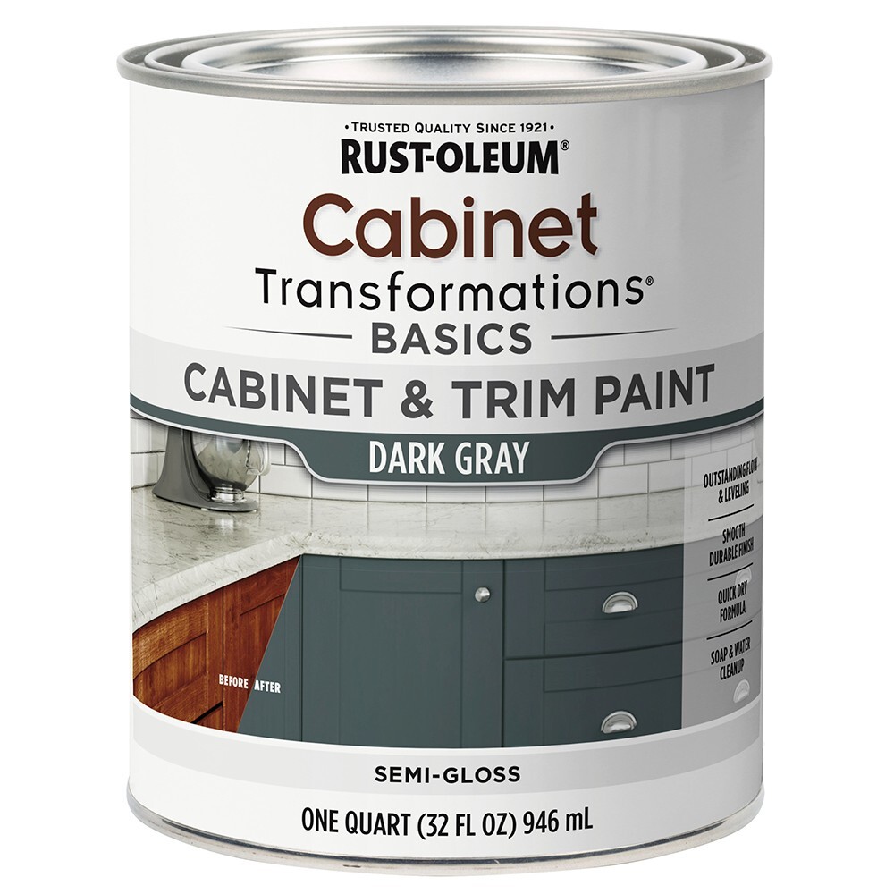 Rust-Oleum 372010 Cabinet & Trim Paint Semi- Gloss Dark Gray Quart