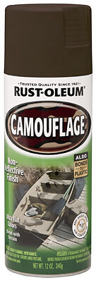 Camouflage Spray Paint, Ultra Flat, Earth Brown, 12 oz, Aerosol Can
