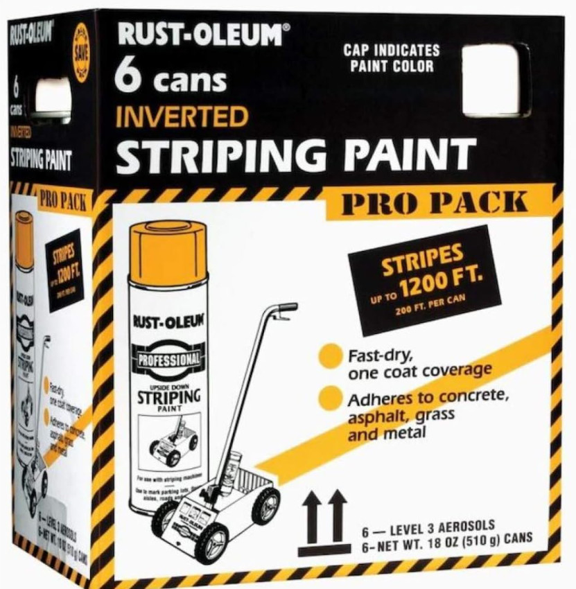 Rust-Oleum P2593849-6PK Professional Inverted Striping Spray Paint, 18 oz, White