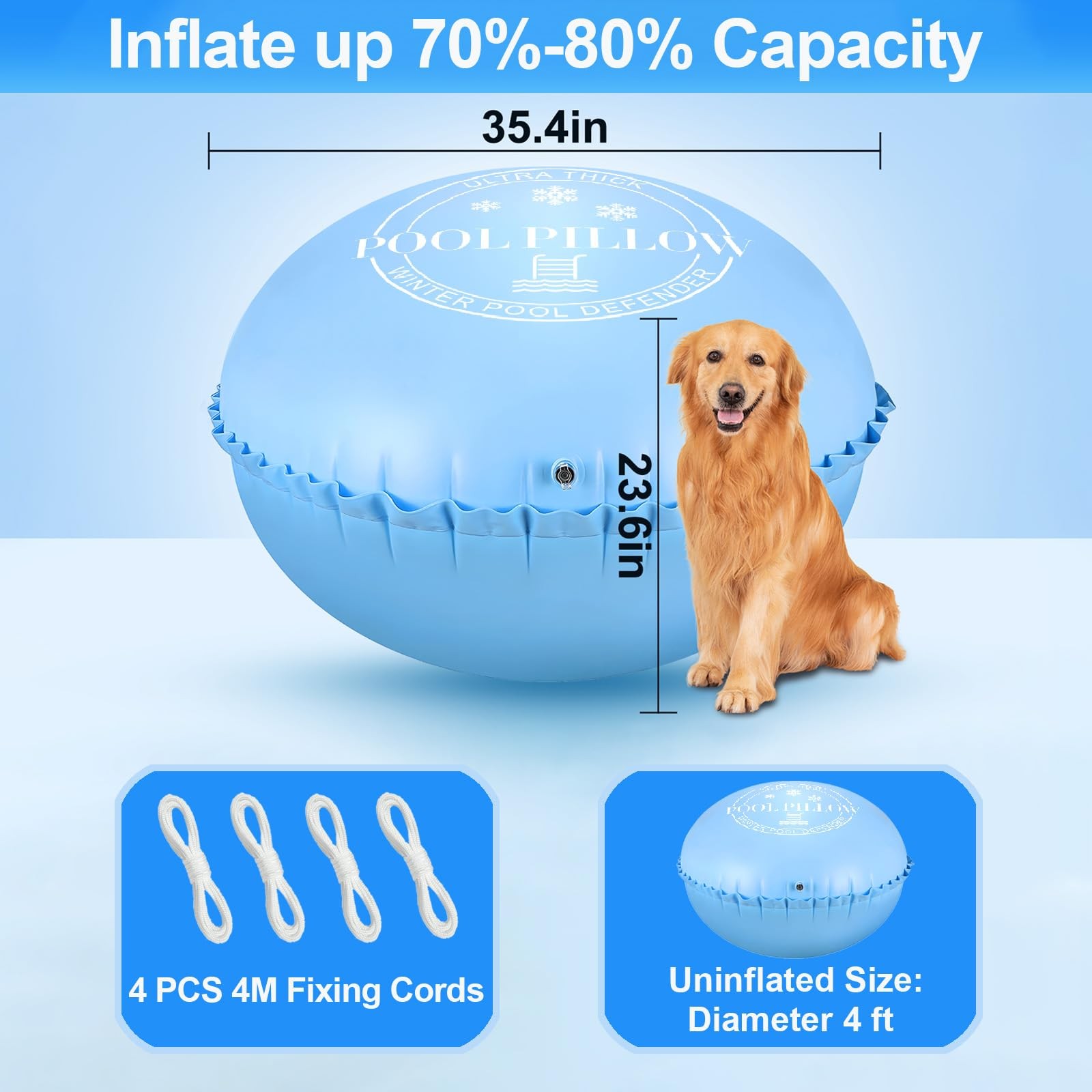 Pool Pillows for Above Ground Pools, Ultra Thick & Durable 4′ (Round), Blue