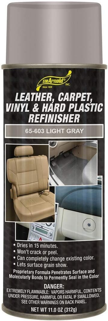S.M. Arnold Refinishing Spray Paint – LIGHT GRAY 11 Oz. – For Leather, Carpet, V