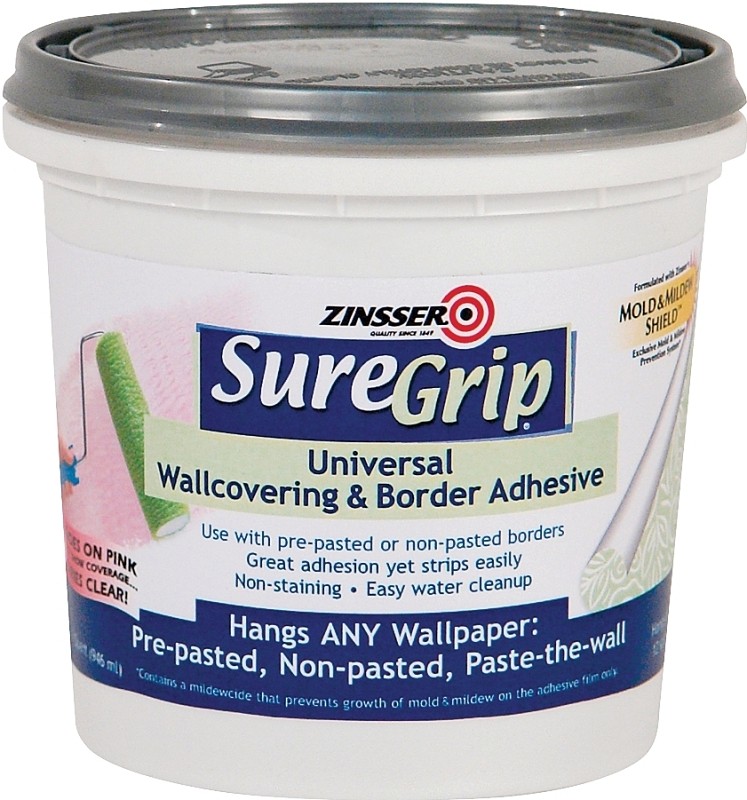 Rust-Oleum 2874 Sure Grip Universal Wallcovering Adhesive, Quart, Clear