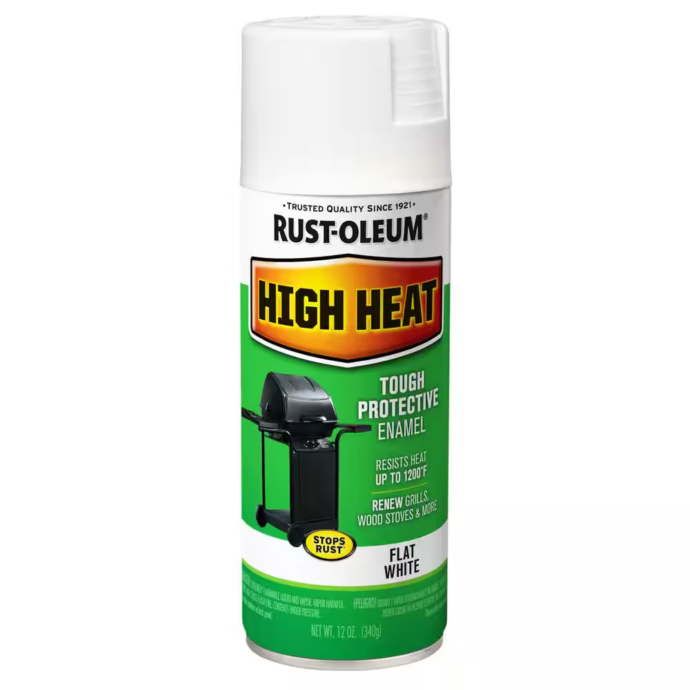 Rust-Oleum 12 oz. High Heat Enamel Flat White Spray Paint for Metal (6-Pack)