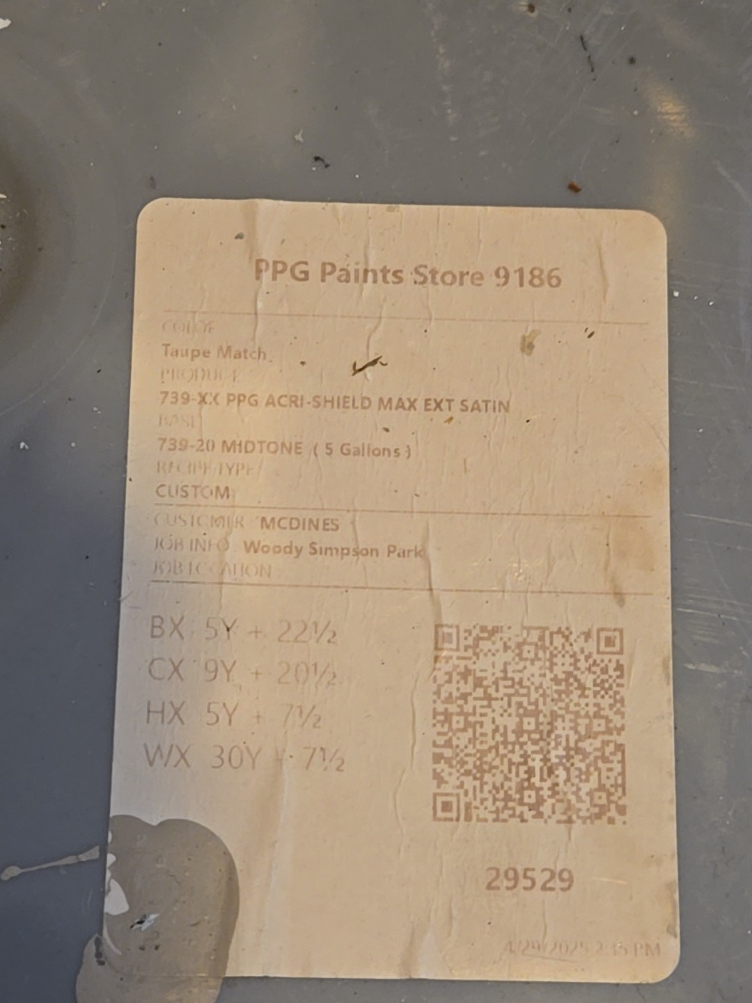 PPG 5 Gallon Acrishield Satin Midtone Base Ext Urethane Modified 90%+ Left