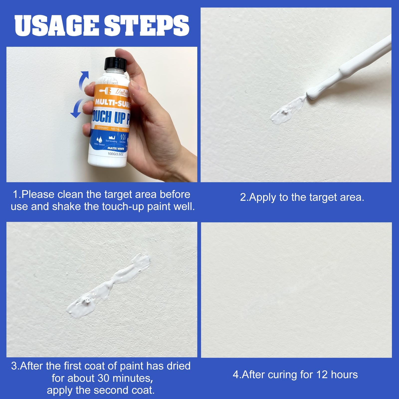 White Touch Up Paint – 7oz Upgraded Matte and 3.38 Fl Oz (Pack of 2),