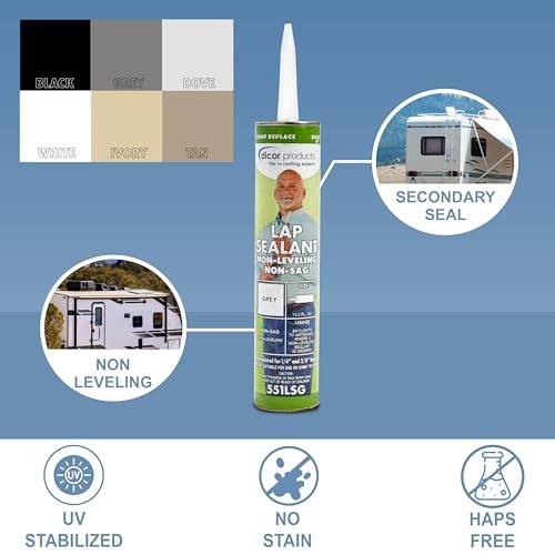 55LSG-HAPS-Free Non-Leveling Lap Sealant -0.3 Oz, Grey, Secure, Ideal for RV 1