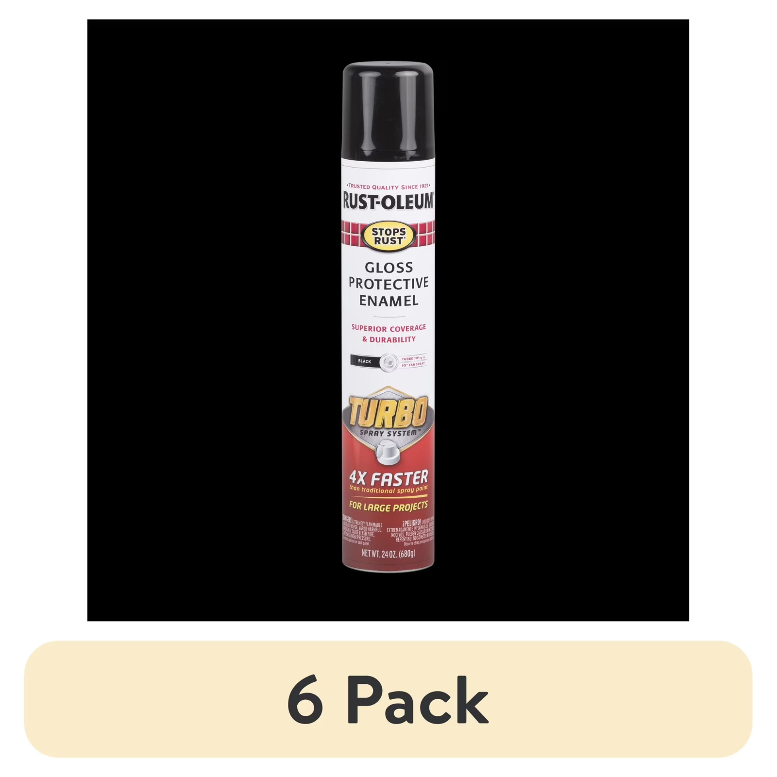 Rust-Oleum Stops Rust Turbo Gloss Black Spray Paint 24 oz Case Pack of 6 334128