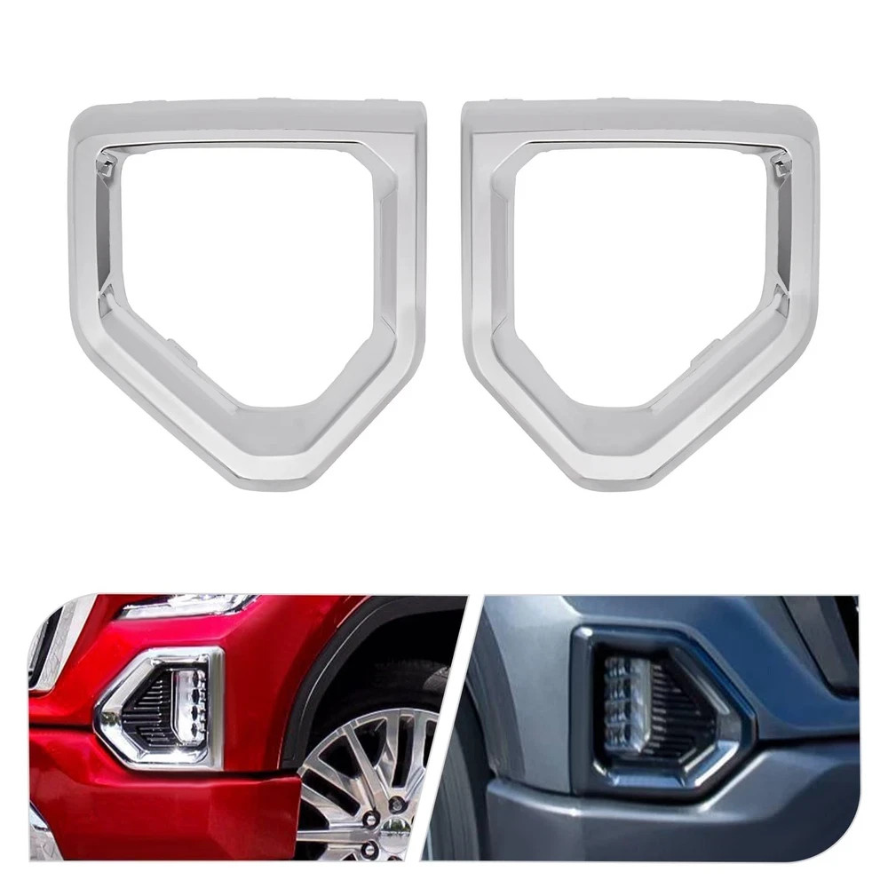 Front Fog Light Bezel Chrome Covers For 2019-2021 Sierra Denali SLT AT4 Excl SLE