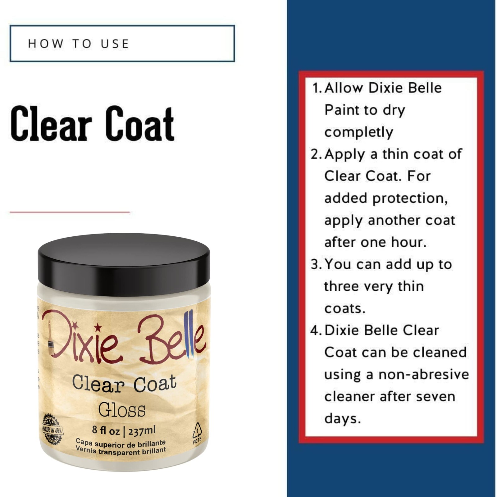 Dixie Belle Paint Company | Gloss Clear Coat (8oz) 8 Ounce (Pack of 1),