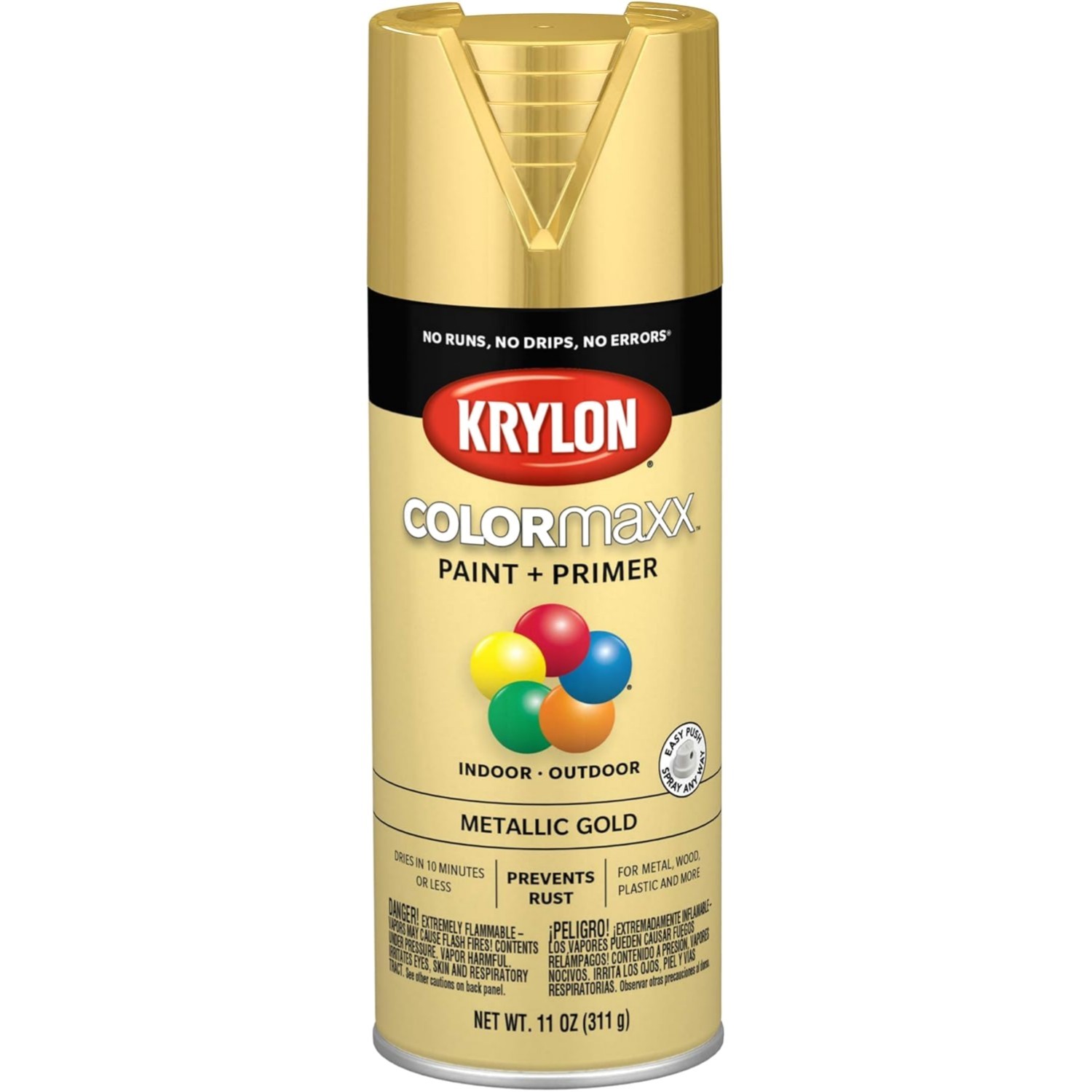 Metallic Gold Spray Paint and Primer – 11oz Aerosol for Indoor/Outdoor Projects