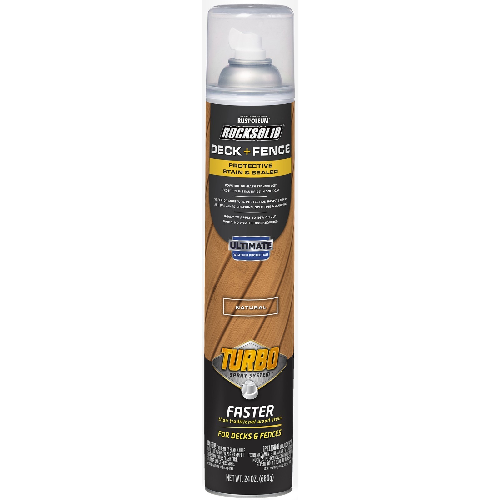 Rust-Oleum Rocksolid Natural Deck and Fence Exterior Turbo Stain Spray 24 oz.
