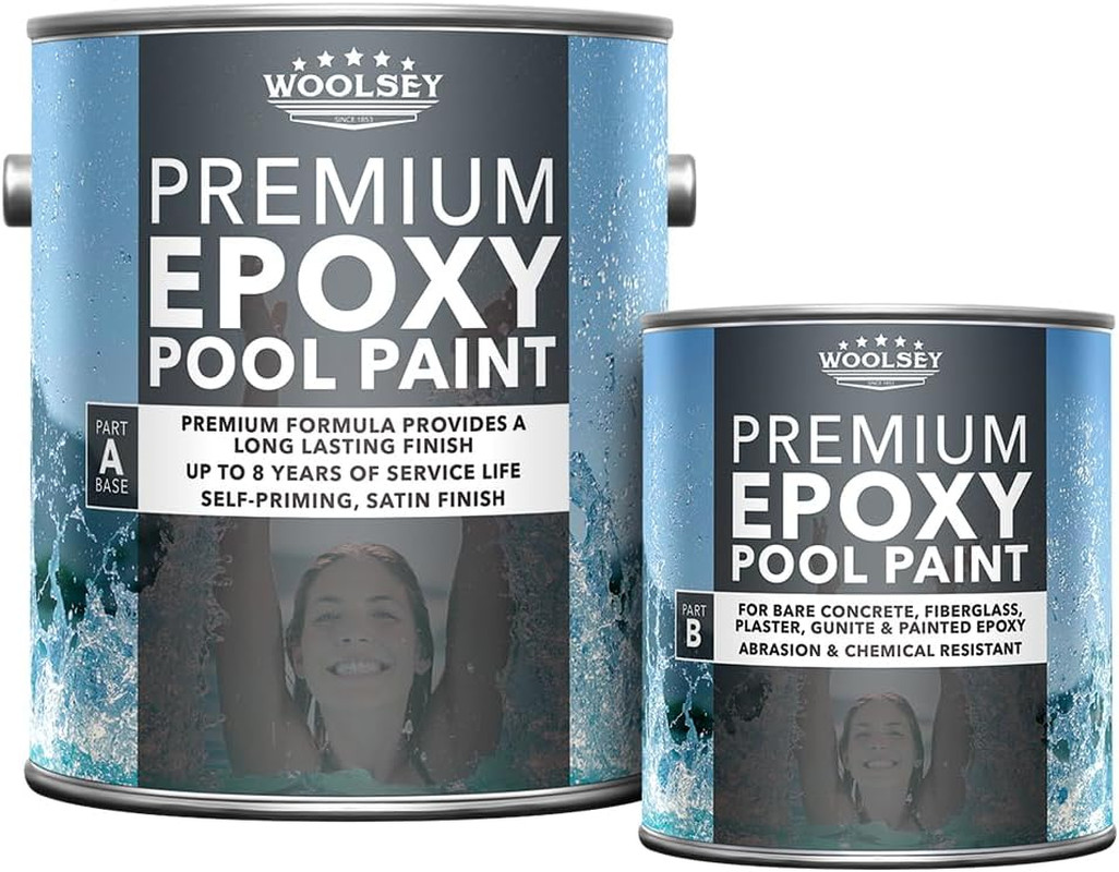 Woolsey Epoxy Pool Paint Natural Gray 1 Gal Satin Finish, Stain Chemical Resist