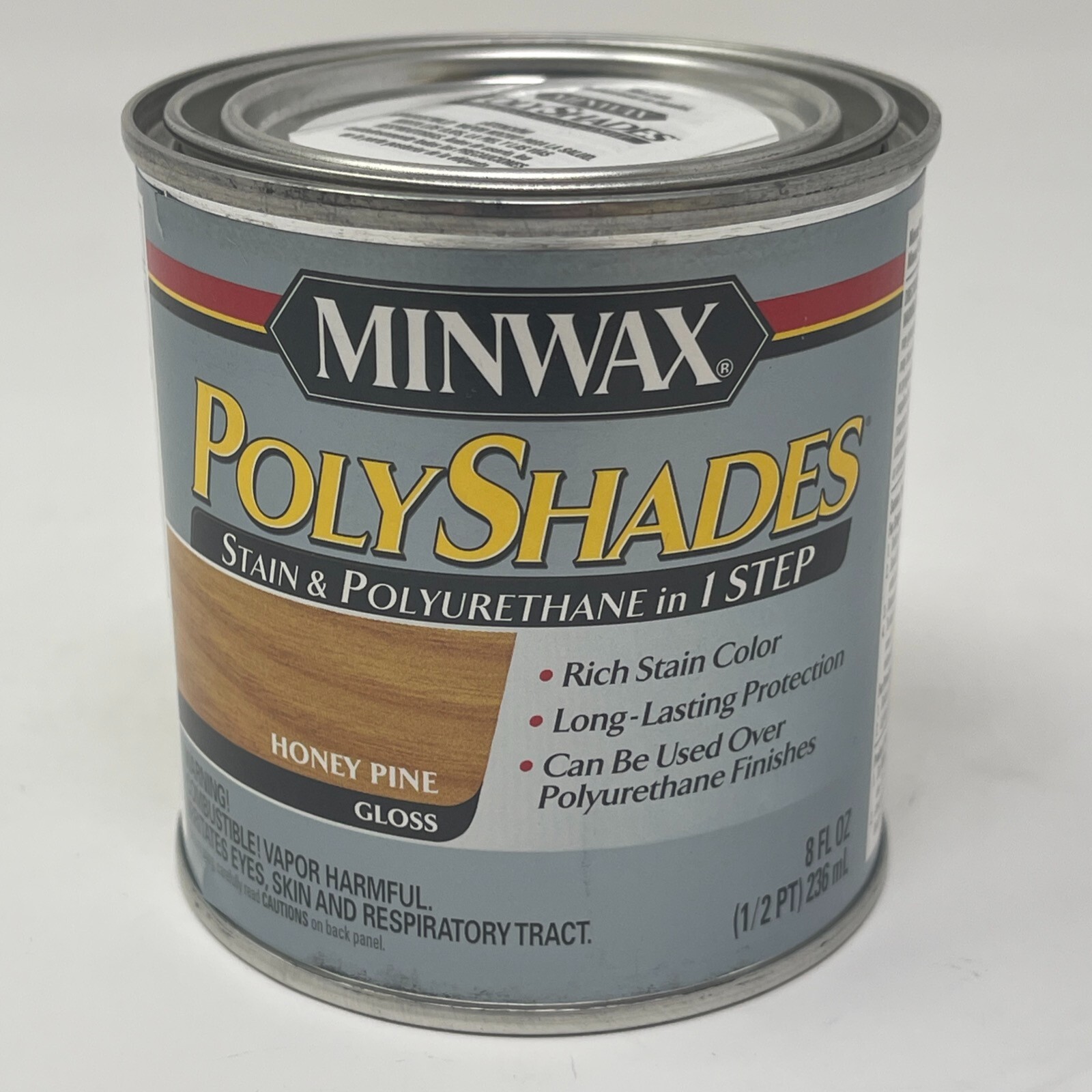 Minwax 21410 Honey Pine PolyShades Wood Stain And Polyurethane, Gloss Half Pint
