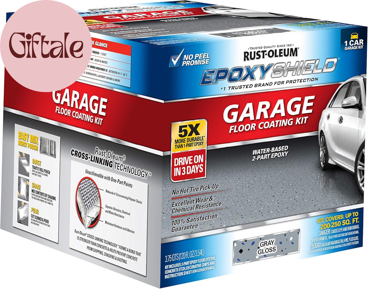 327081 EPOXYSHIELD Garage Floor Coating Kit, 1 Car, Gloss Dark Gray
