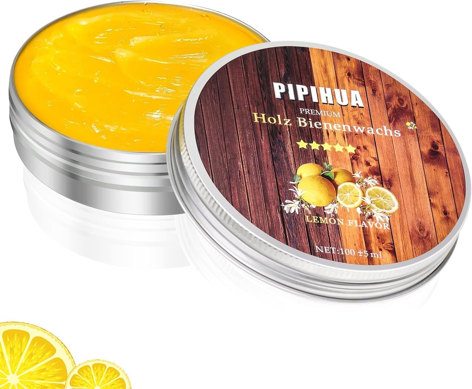 Lemon-Scented Beeswax Polish for Wood – Restores & Protects (100g with Sponge)
