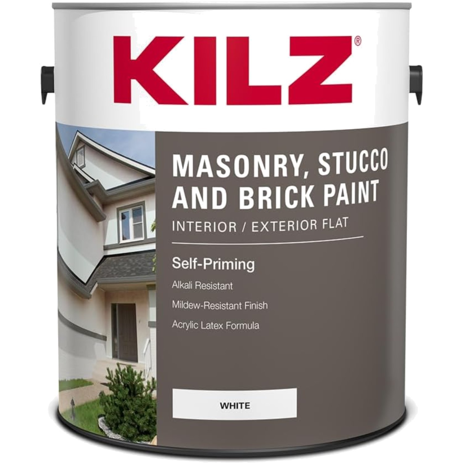 Self-Priming, Water-Resistant Masonry & Brick Paint – 1 Gallon, Flat White
