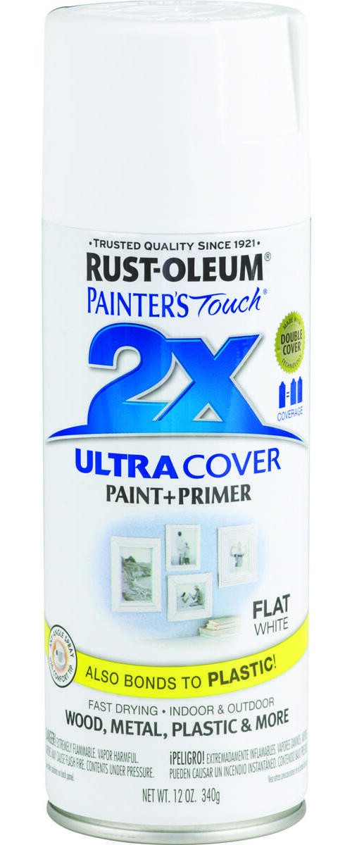 PAINTER’S Touch Flat Spray Paint, Flat, White, 12 oz, Aerosol Can