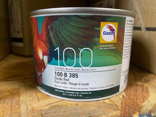 Glasurit Tinting Base 100-B-385, Oxide Red, 0.5L / 16.9 oz EXP 7/15/2027