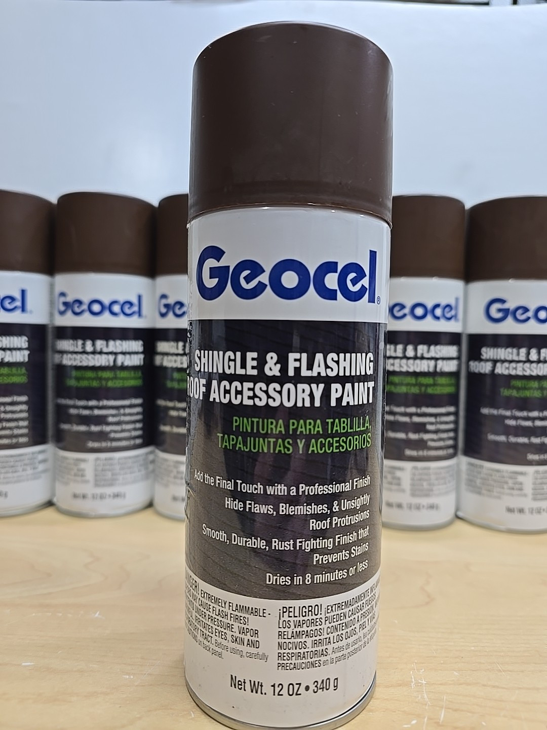 6 cans Geocel GC91104-6X Shingle & Flashing Roof Accessory Paint 12 Ounce Brown