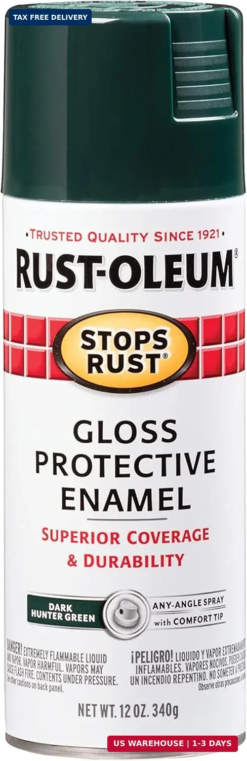 Rust-oleum 7733830 Stops Rust Spray Paint 12 Oz Gloss Dark Hunter Green
