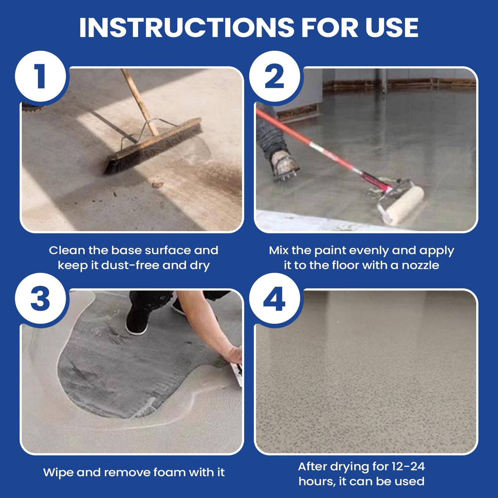 Epoxy Colored Sand Floor Paint, High-Gloss Self-leveling Epoxy Floor Paint 500ml