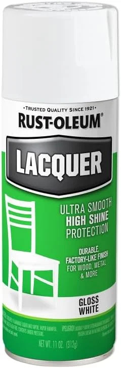 Rust-Oleum 1904830 Lacquer Spray Paint, 11 oz, Gloss White, (Pack of 1)