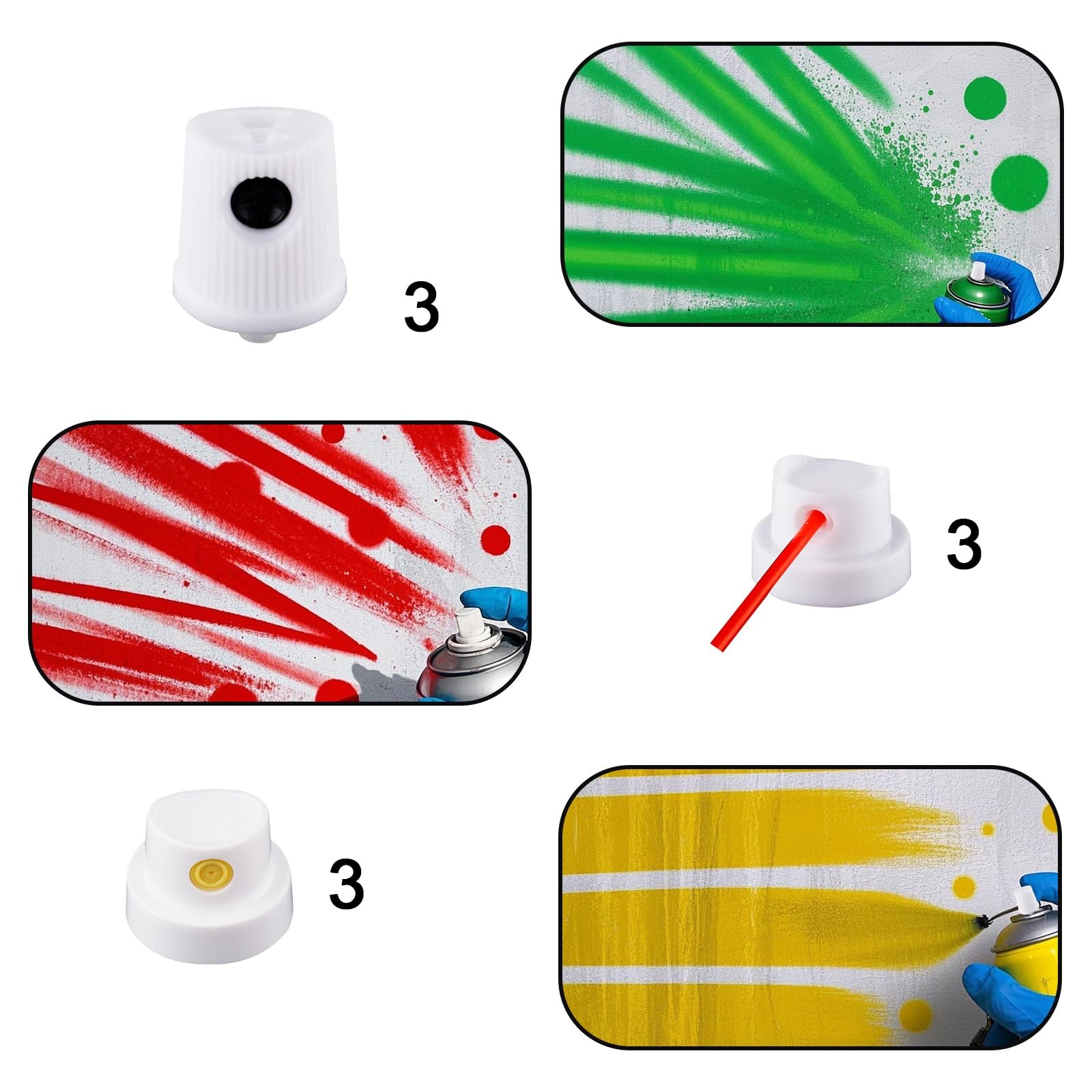 60pcs Spray Paint Caps, Universal Spray Can Shaker Nozzle Fast Coloring Spout…
