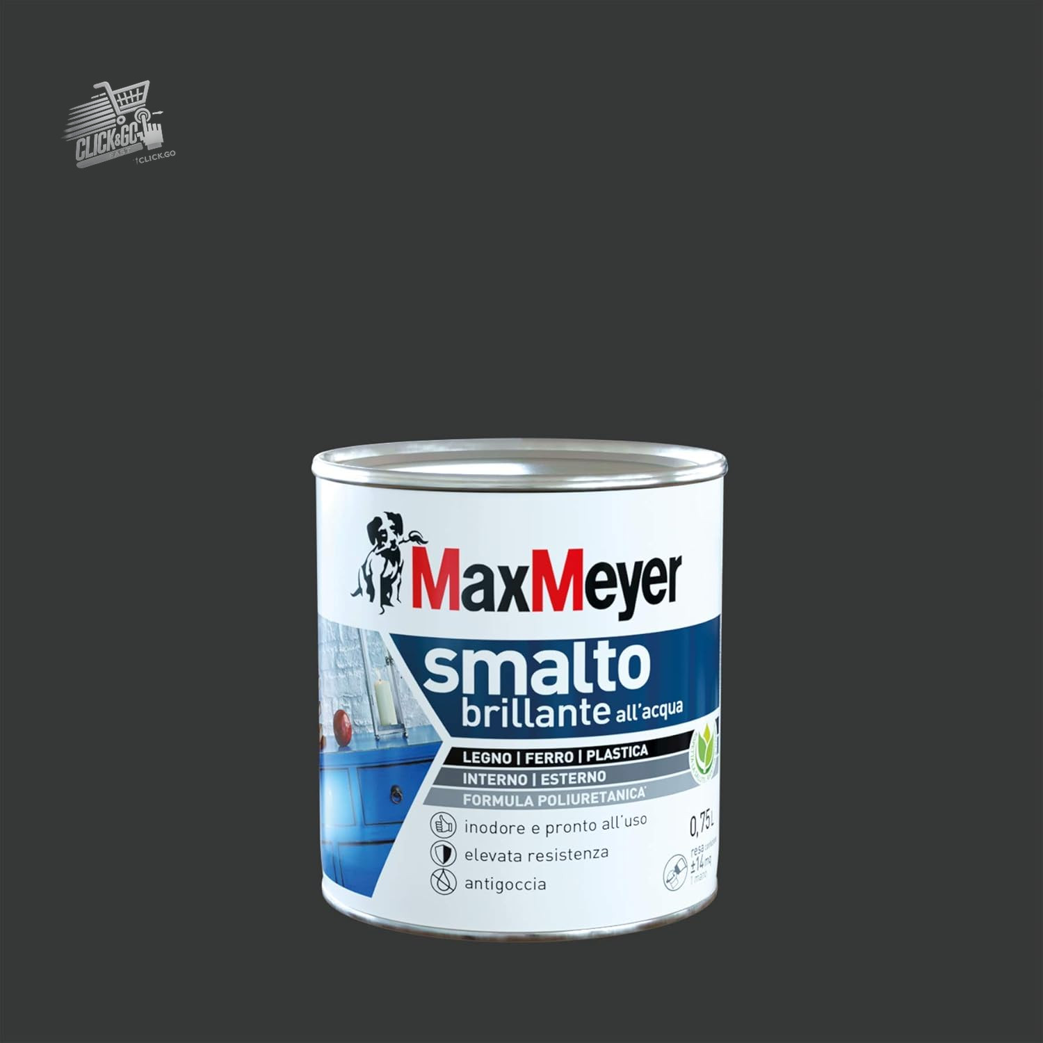 Maxmeyer Glossy Polyurethane Water Enamel Black Iron Wood 750ml