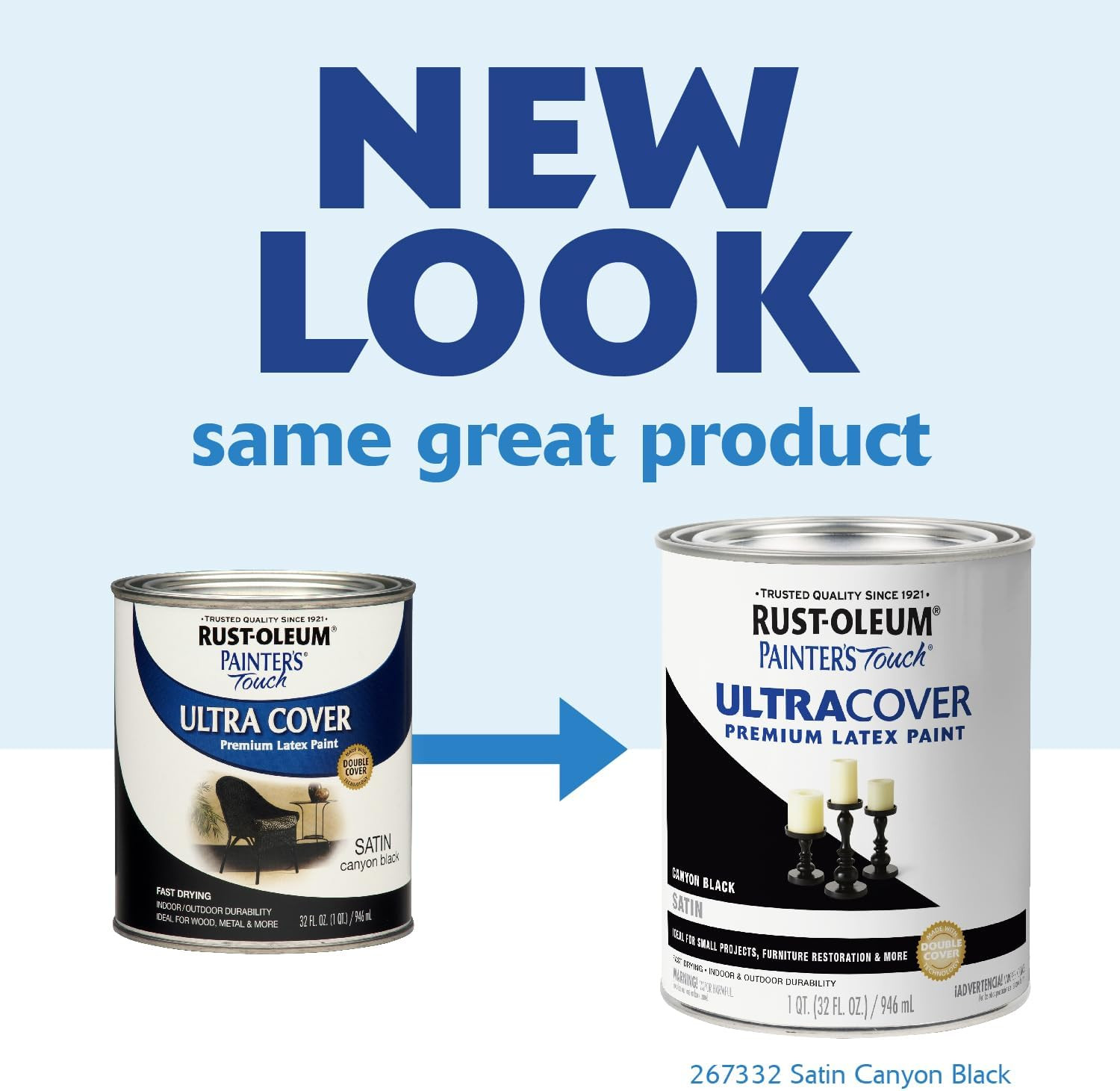 Rust-Oleum 1 Qt 267332 Canyon Black Painters Touch 2X Ultra Cover Premium Latex
