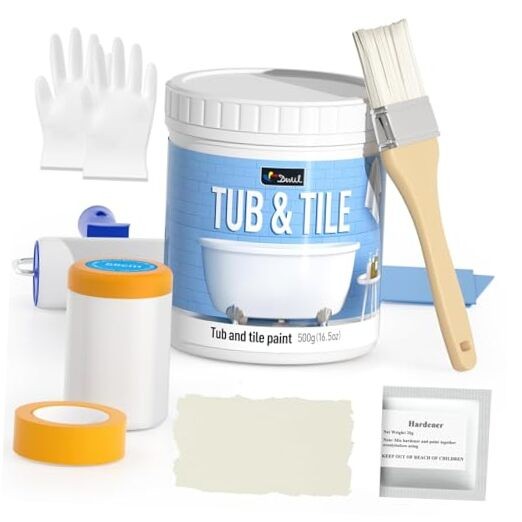 Tile Paint, Tub and Tile Refinishing Kit with Tools, Bathtub Vanilla White