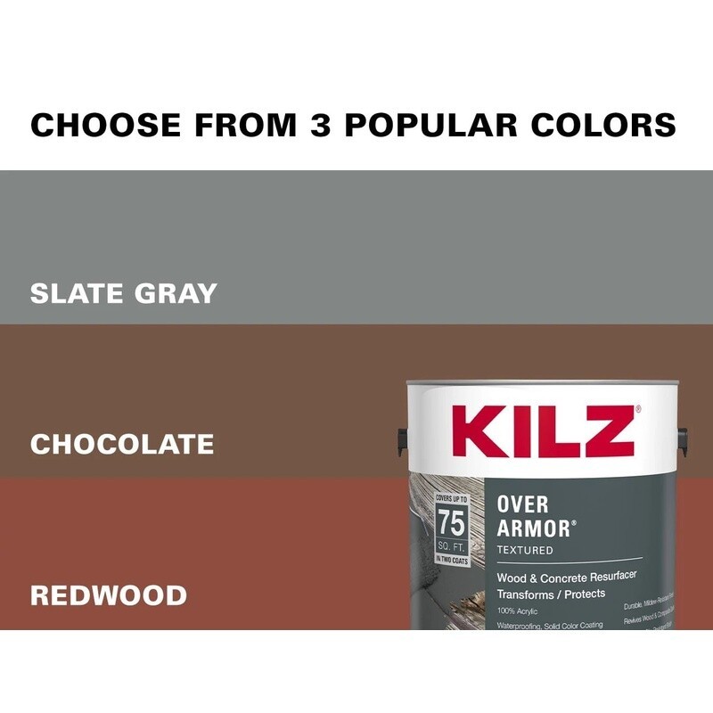 Textured Waterproof Acrylic Coating Non-Slip Resurfacer Wood Concrete 1 Gallon