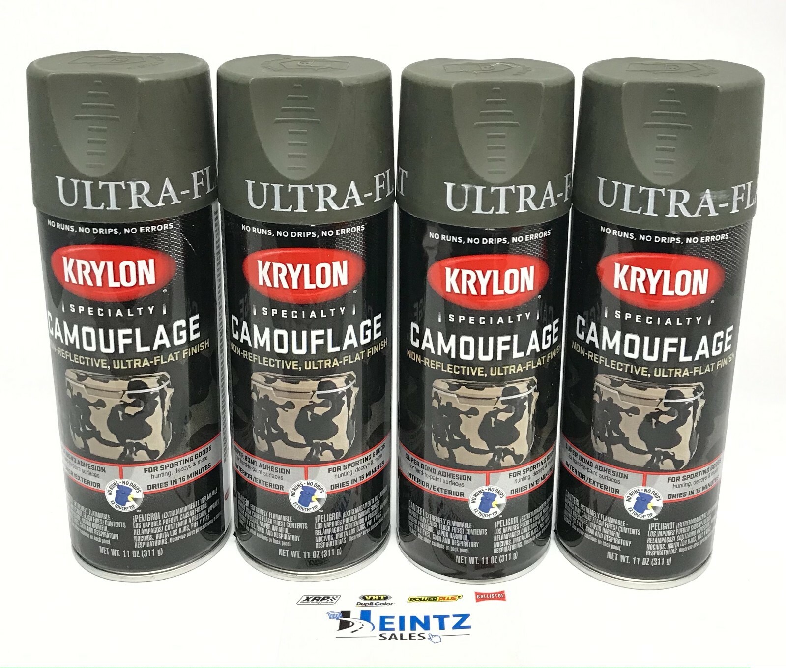 KRYLON 4293-4 PACK OLIVE Camouflage Non-Reflective Ultra-Flat Finish Spray Paint