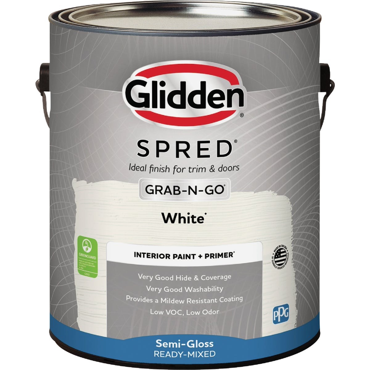 Glidden Spred Interior Paint + Primer Grab-N-Go Semi-Gloss White Gallon