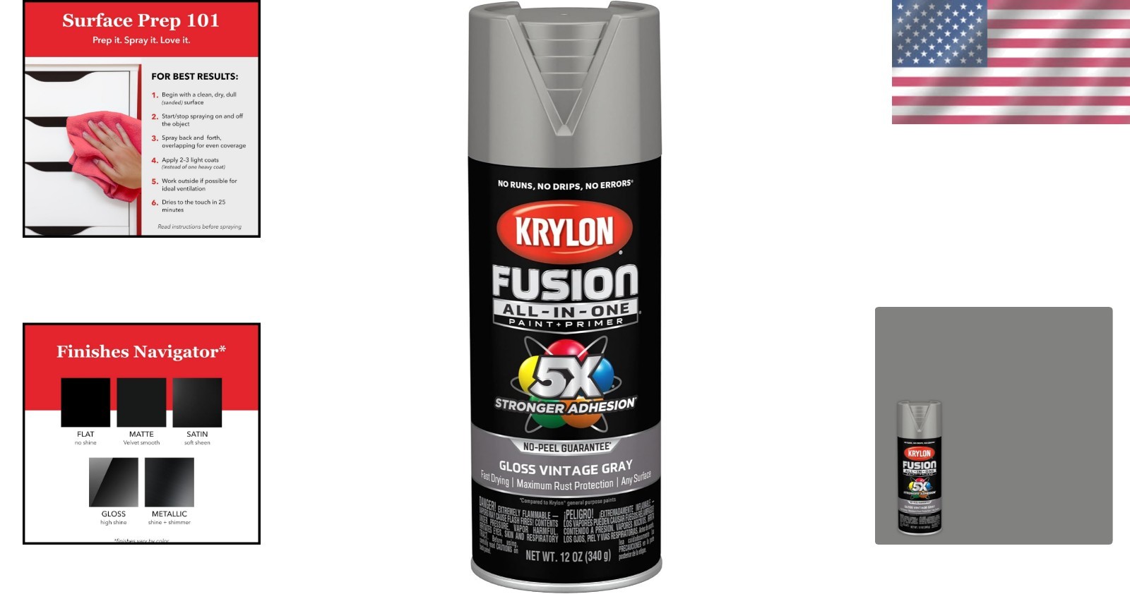 Rust Preventative Spray Paint in Gloss Vintage Gray – 12 oz for All Surfaces