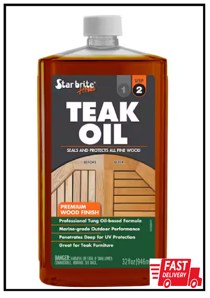 32 Fl. Oz. Premium Teak Oil Easy to apply Sealer Fast Drying Preserver Clear New