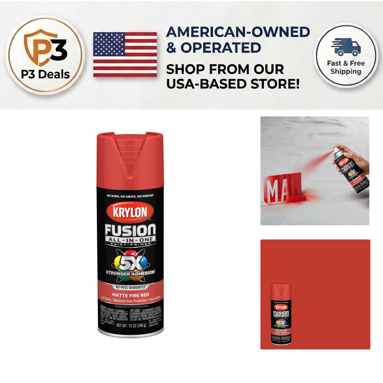 Fast-Drying Fusion Spray Paint, 12 oz – Versatile Indoor/Outdoor Use in Fire Red
