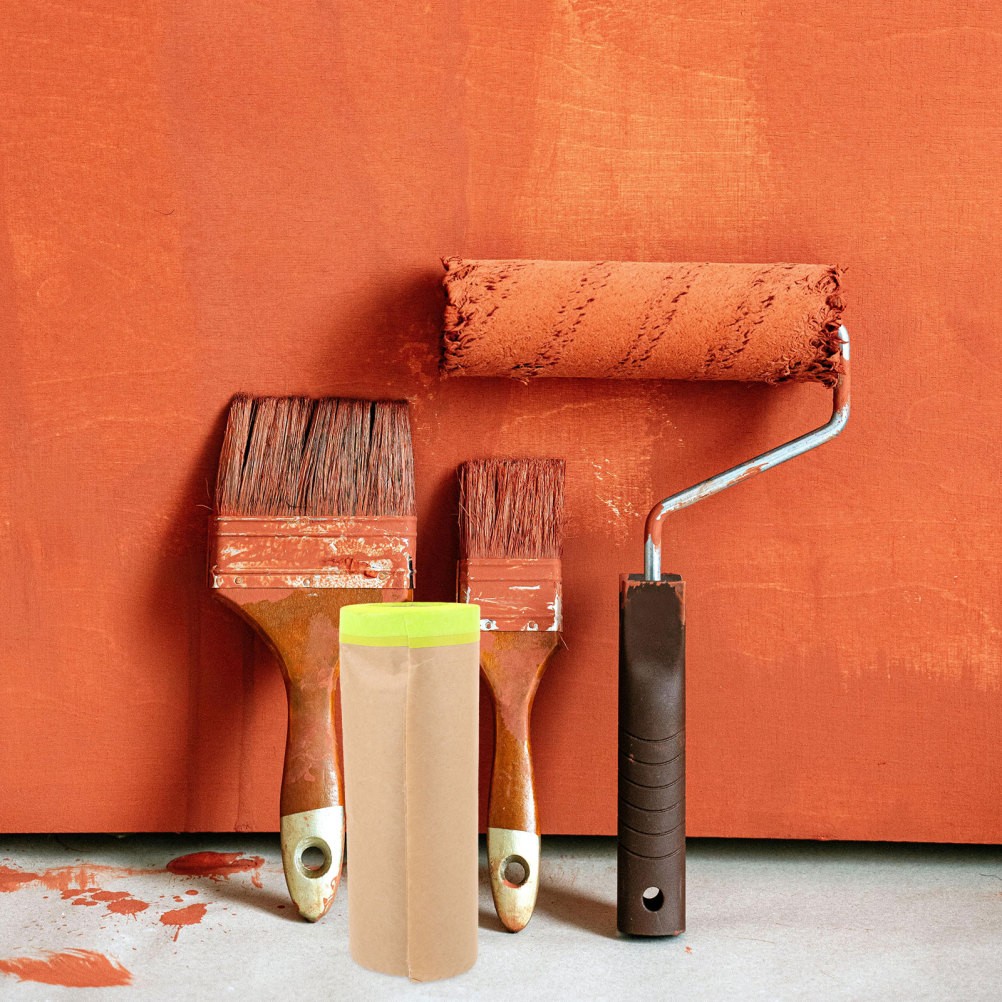 Reusable Light Brown Masking Paper with Tape for Automotive and Home Use
