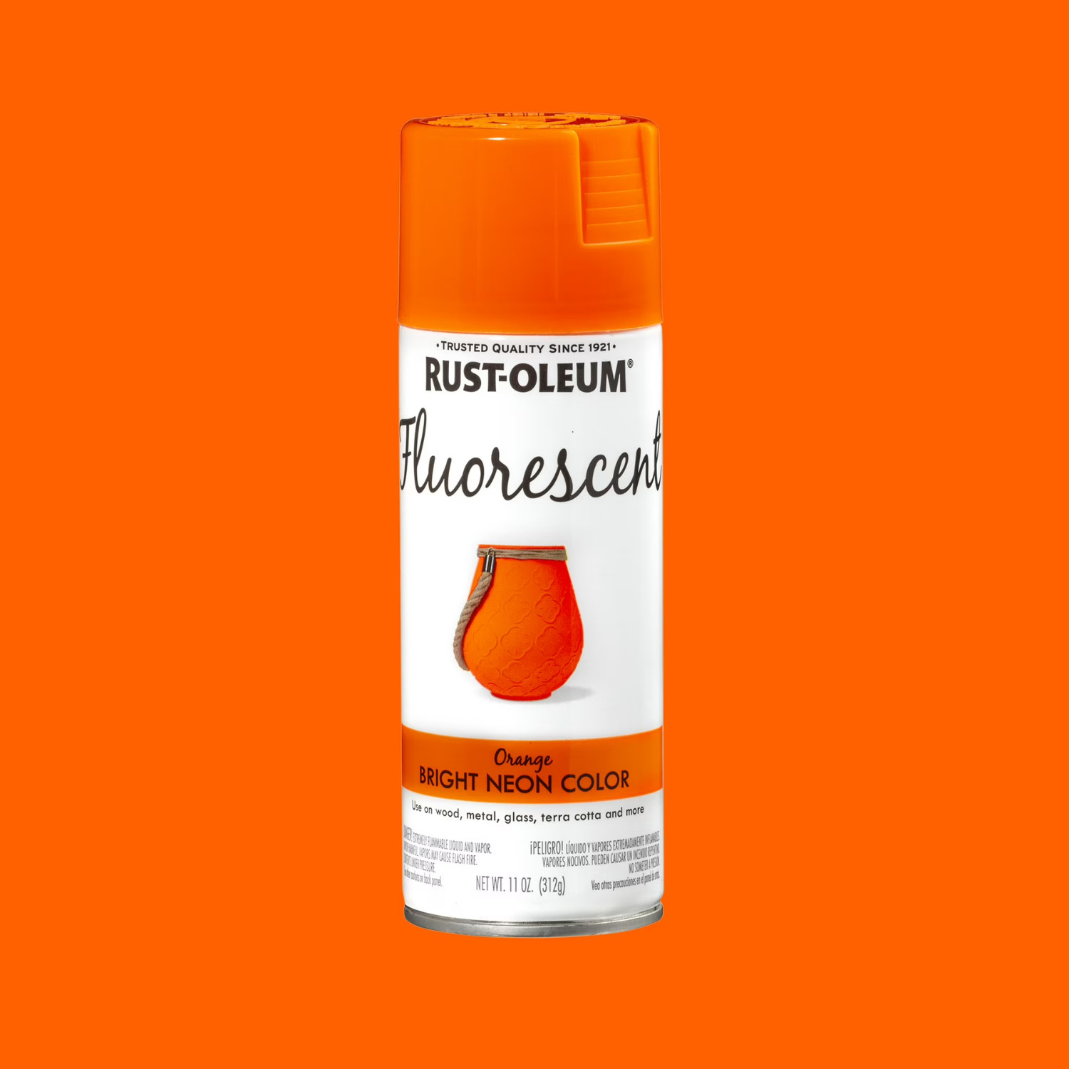 (6 pack) Orange, Rust-Oleum Fluorescent Spray Paint-342568, 11 oz