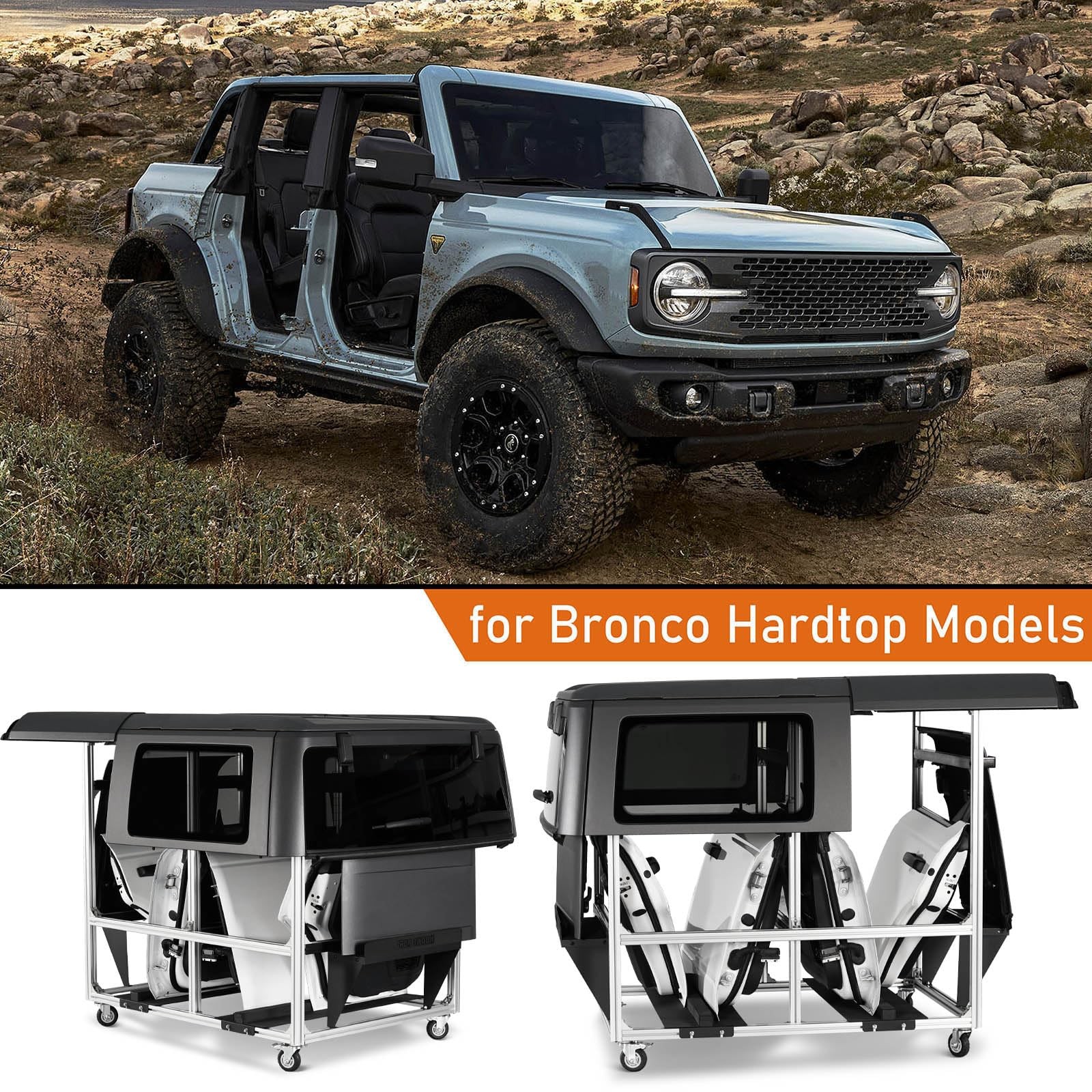 Doors Hardtop Holder Storage Rack Movable Cart for TJ JK JL JT Gladiator Bronco